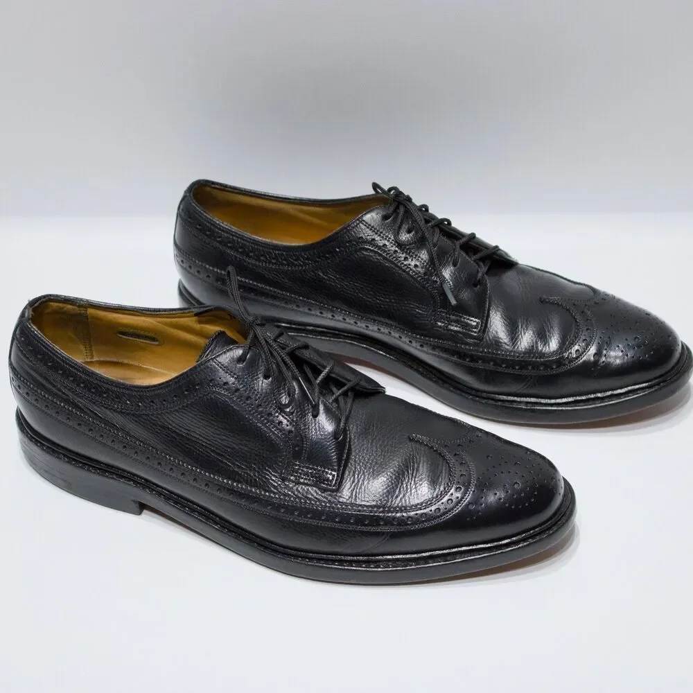 Florsheim Imperial Made in USA Black Leather Wingtip Oxford Shoes Men Size 9D